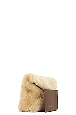 Saint Laurent Small Puffer Pouch in Natural Beige & Brick, view 4, click to view large image.