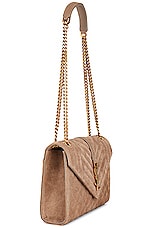 Saint Laurent Medium Envelope Chain Bag in Greyish Brown, view 4, click to view large image.