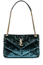 Saint Laurent Small Puffer Chain Bag in Bright Emerald, view 1, click to view large image.