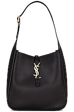 Saint Laurent Small Le 5 A 7 Supple Hobo Bag in Nero, view 1, click to view large image.