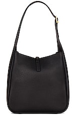 Saint Laurent Small Le 5 A 7 Supple Hobo Bag in Nero, view 3, click to view large image.
