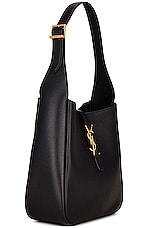Saint Laurent Small Le 5 A 7 Supple Hobo Bag in Nero, view 4, click to view large image.