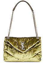 Saint Laurent Small Puffer Chain Bag in Light Avocado, view 1, click to view large image.