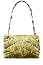 Saint Laurent Small Puffer Chain Bag in Light Avocado, view 3, click to view large image.