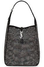 Saint Laurent Medium Le 5 A 7 Supple Hobo Bag in Nero, view 1, click to view large image.