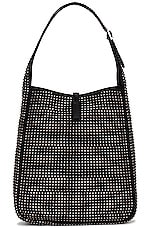 Saint Laurent Medium Le 5 A 7 Supple Hobo Bag in Nero, view 3, click to view large image.
