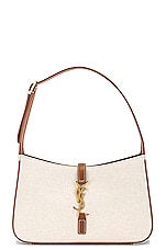 Saint Laurent Le 5a7 Hobo Bag in Greggio & Brick, view 1, click to view large image.