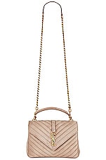 Saint Laurent Medium College Chain Bag in Taupe, view 6, click to view large image.