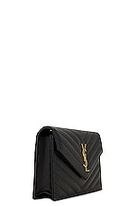 Saint Laurent Cassandra Envelope Chain Wallet Bag in Noir, view 4, click to view large image.