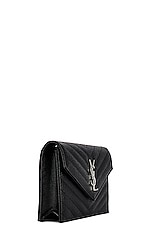 Saint Laurent Cassandra Envelope Chain Wallet Bag in Noir, view 4, click to view large image.