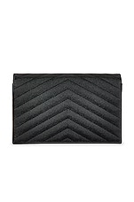 Saint Laurent Cassandra Envelope Chain Wallet Bag in Noir, view 3, click to view large image.