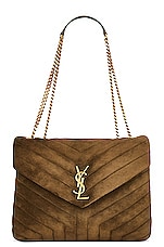 Saint Laurent Medium Loulou Chain Bag in Loden Green, view 1, click to view large image.