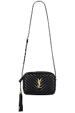 Saint Laurent Medium Lou Bag With Pocket in Nero, view 1, click to view large image.