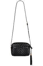 Saint Laurent Medium Lou Bag With Pocket in Nero, view 3, click to view large image.