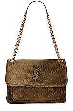 Saint Laurent Medium Niki Chain Bag in Loden Green, view 1, click to view large image.