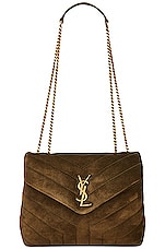 Saint Laurent Small Loulou Chain Bag in Loden Green, view 1, click to view large image.