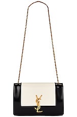 Saint Laurent Small Kate Chain Bag in Off White & Nero, view 1, click to view large image.