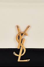 Saint Laurent Small Kate Chain Bag in Off White & Nero, view 7, click to view large image.