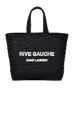 Saint Laurent Rive Gauche Tote Bag in Nero & Crema Soft, view 1, click to view large image.