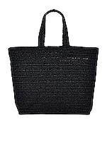 Saint Laurent Rive Gauche Tote Bag in Nero & Crema Soft, view 3, click to view large image.