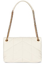 Saint Laurent Small Puffer Chain Bag in Vanilla Ice, view 3, click to view large image.