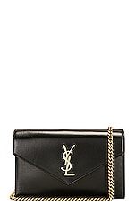 Saint Laurent Chain Wallet Tri Metal Bag in Nero, view 1, click to view large image.