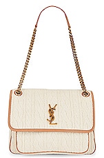 Saint Laurent Medium Niki Chain Bag in Soy Milk & Brown Gold, view 1, click to view large image.