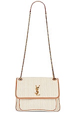 Saint Laurent Medium Niki Chain Bag in Soy Milk & Brown Gold, view 6, click to view large image.