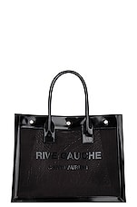 Saint Laurent Small Rive Gauche Tote Bag in Nero, view 1, click to view large image.