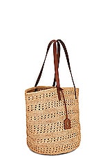 Saint Laurent Medium Panier Souple Bag in Naturale & Brick, view 4, click to view large image.