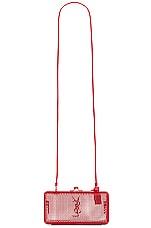 Saint Laurent Cassandra Cage Bag in Rouge Flamme & Rouge Flamme, view 3, click to view large image.