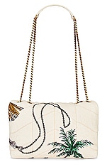 Saint Laurent Toy Puffer Bag in Poudre White & Multicolor, view 3, click to view large image.