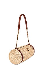 Saint Laurent Small Tube Bag in Natural & Brick, view 4, click to view large image.
