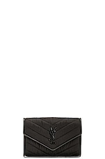 Saint Laurent Small Envelope Wallet in Nero, view 1, click to view large image.