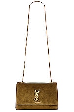 Saint Laurent Small Kate Reversible Chain Bag in Loden Green, view 1, click to view large image.