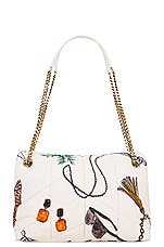 Saint Laurent Small Puffer Chain Bag in Poudre White & Multicolor, view 3, click to view large image.