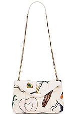 Saint Laurent Small Puffer Chain Bag in Poudre White & Multicolor, view 6, click to view large image.