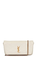 Saint Laurent Mini Gaby Phone Holder Chain Bag in Crema Soft, view 1, click to view large image.