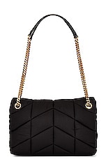 Saint Laurent Small Puffer Nylon Chain Bag in Nero, view 3, click to view large image.