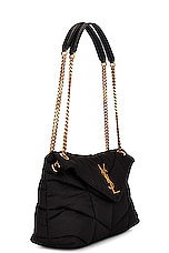 Saint Laurent Small Puffer Nylon Chain Bag in Nero, view 4, click to view large image.