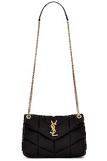 Saint Laurent Small Puffer Nylon Chain Bag in Nero, view 6, click to view large image.