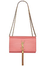 Saint Laurent Small Kate Tassel Chain Bag in Coral Rose, view 1, click to view large image.