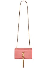 Saint Laurent Small Kate Tassel Chain Bag in Coral Rose, view 6, click to view large image.