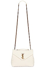 Saint Laurent Small Loulou Chain Bag in Vanilla Ice, view 6, click to view large image.