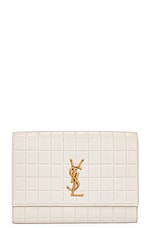 Saint Laurent Flap Pouch in Crema Soft, view 1, click to view large image.