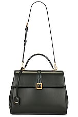 Saint Laurent Medium Le Fermoir Top Handle Bag in Vert Fonce, view 1, click to view large image.