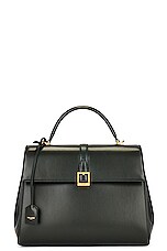 Saint Laurent Medium Le Fermoir Top Handle Bag in Vert Fonce, view 3, click to view large image.