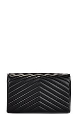 Saint Laurent Cassandre Wallet On Chain Bag in Nero, view 3, click to view large image.