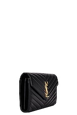 Saint Laurent Cassandre Wallet On Chain Bag in Nero, view 4, click to view large image.