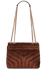 Saint Laurent Small Loulou Chain Bag in Bark Brown, view 3, click to view large image.